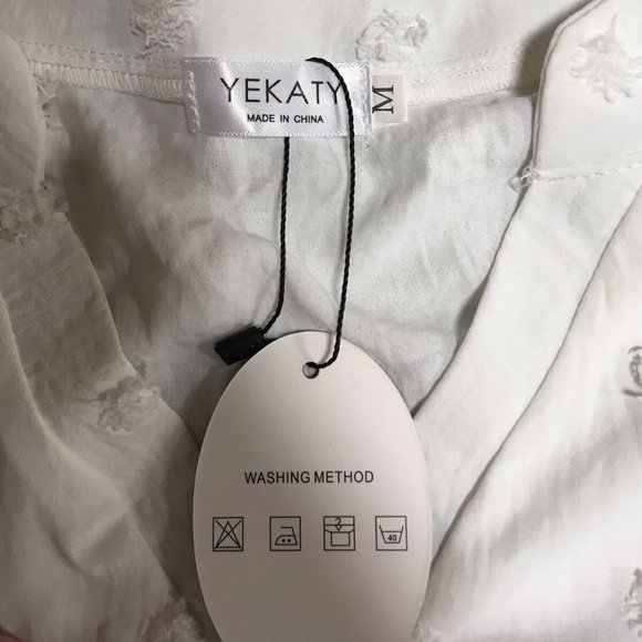 NWT YEKATY WOMEN'S SWIMSUIT COVER-UP DOTS BEACH DRESS WHITE MEDIUM - Picture 8 of 8